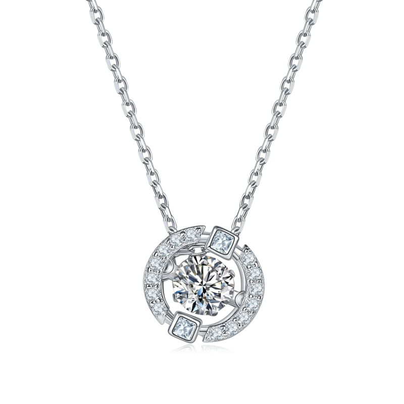 Dynamic Dream S925 Silver Plated Platinum Moissanite Diamond Necklace 50 Points D-Class