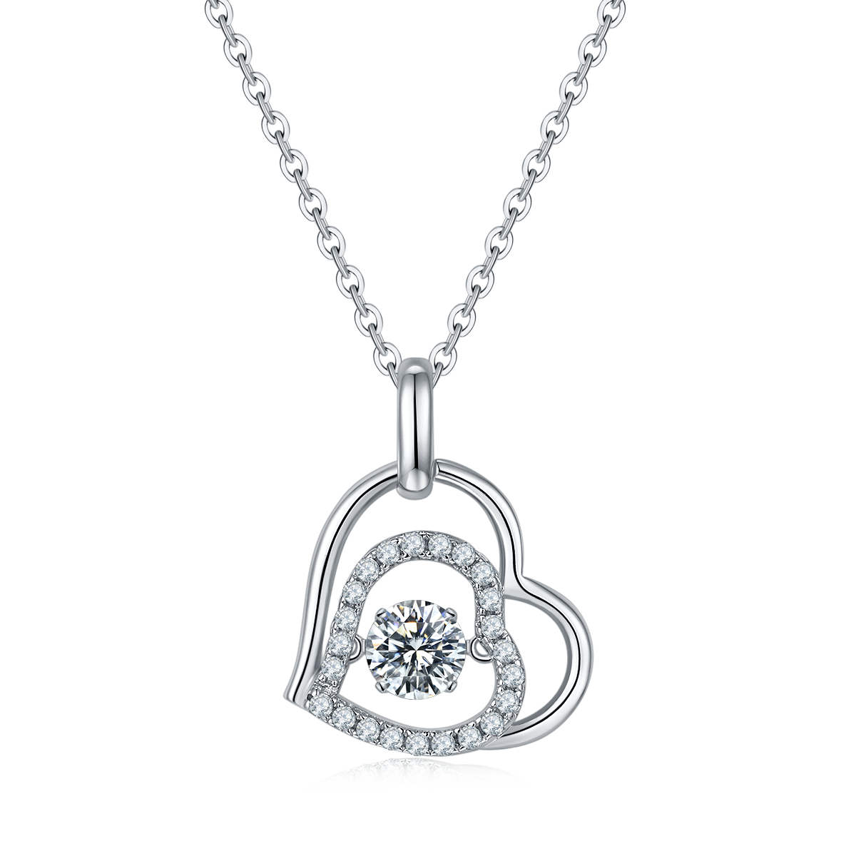 Dynamic and welcoming S925 silver plated platinum Moissanite necklace 50 points D-grade