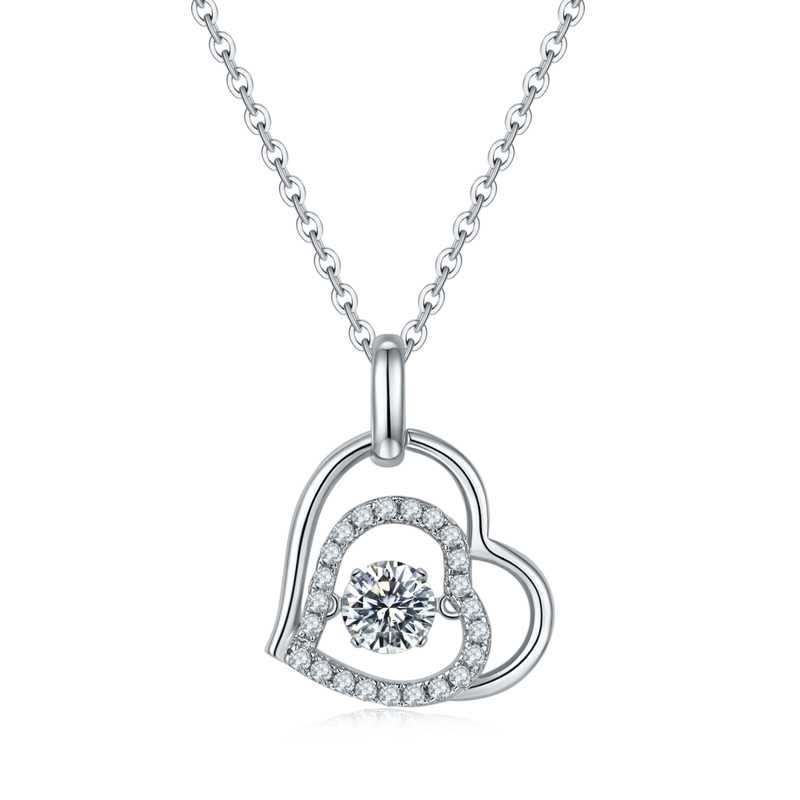 Dynamic and welcoming S925 silver plated platinum moissanite necklace, 50 points D-grade
