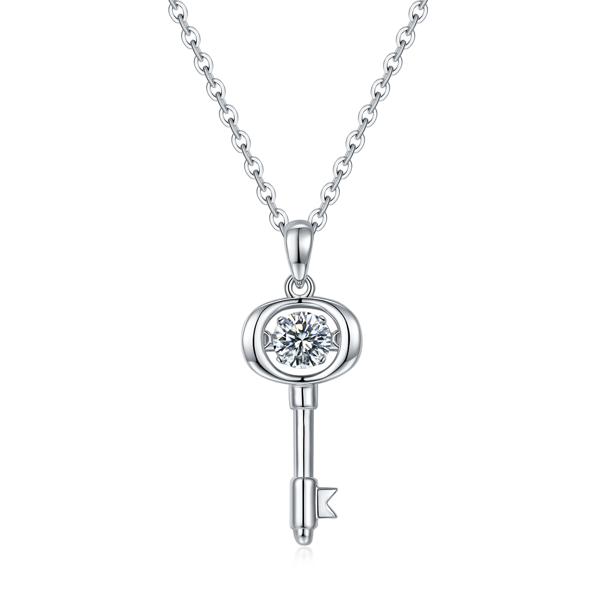 Dynamic Lock Love S925 Silver Plated Platinum Moissanite Necklace 50 Points D-Class