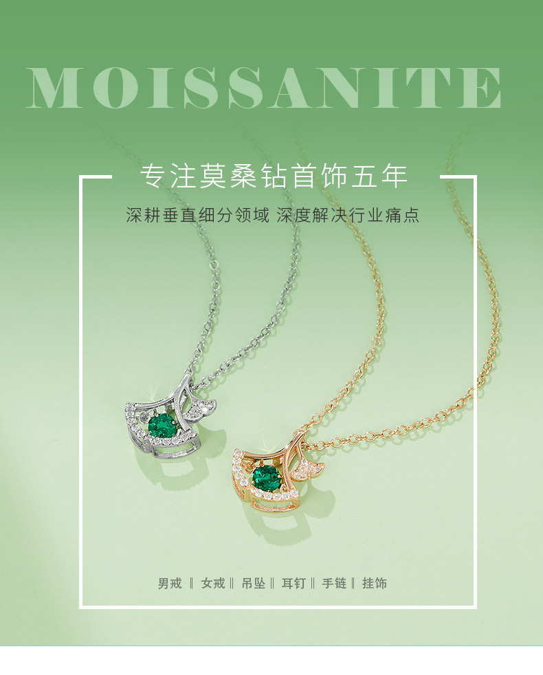 LP0185圆形培育祖母绿S925银镀白金/玫瑰金项链0.25CT - 1