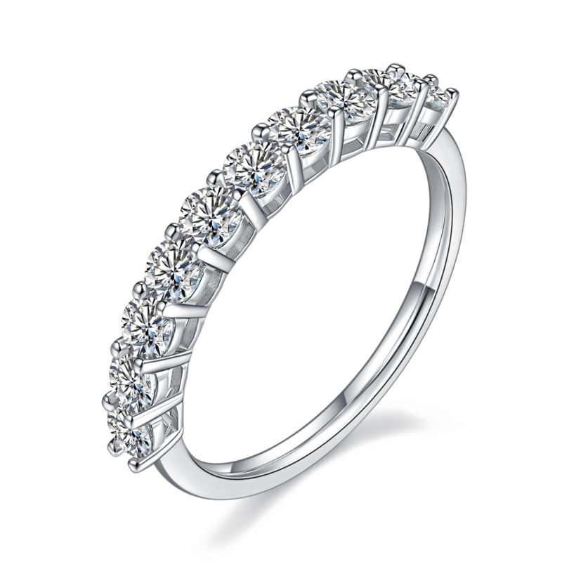 Round S925 silver plated white gold moissanite diamond women's ring 1.0 carat D-grade