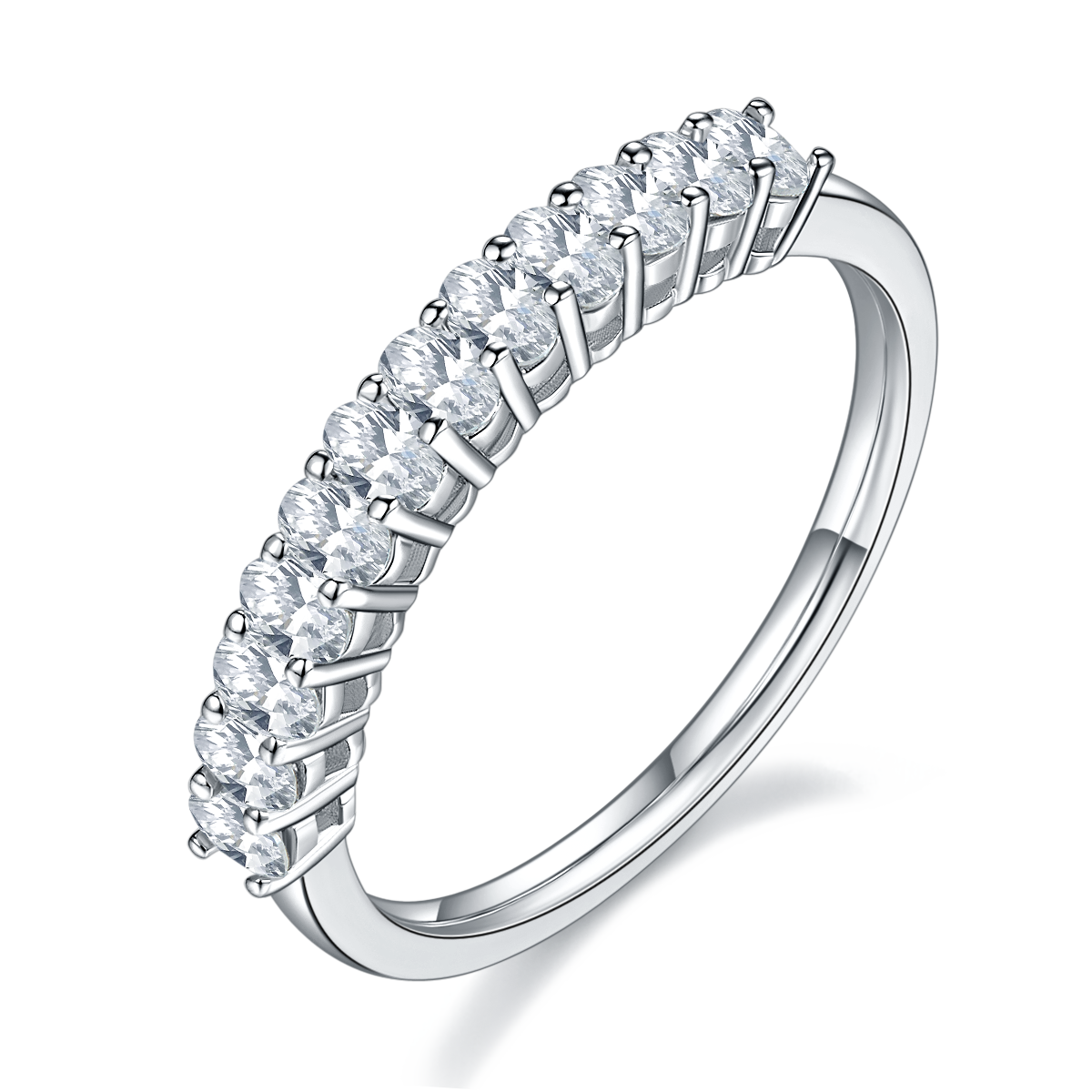 Oval S925 Silver Plated Platinum Moissanite Women's Ring 1.0 Carat D-Class