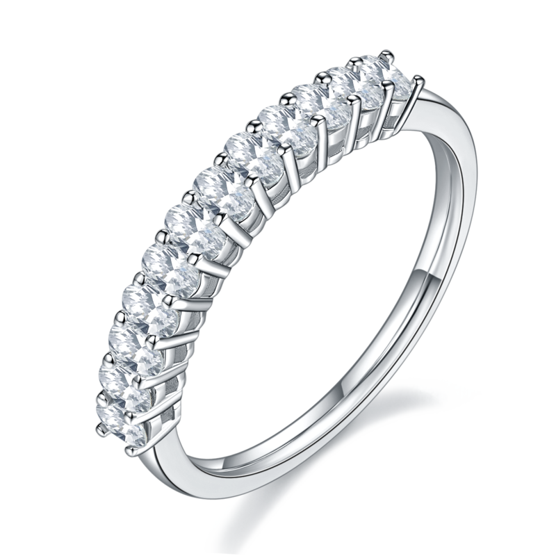 Egg shaped S925 silver plated platinum moissanite diamond women's ring 1.0 carat D-grade