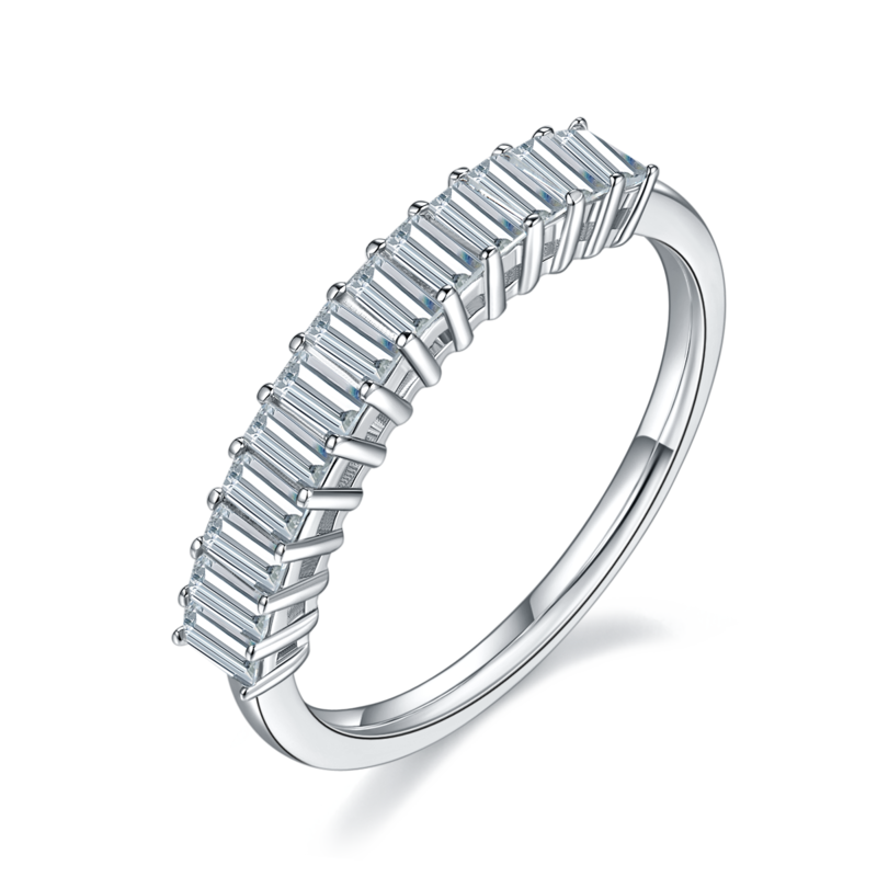 Rectangular S925 silver plated platinum moissanite diamond women's ring 1.0 carat D-grade
