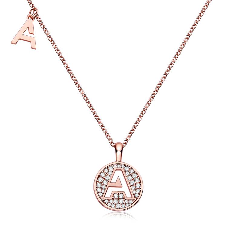 A pendant S925 silver plated rose gold Moissanite diamond light luxury letter necklace