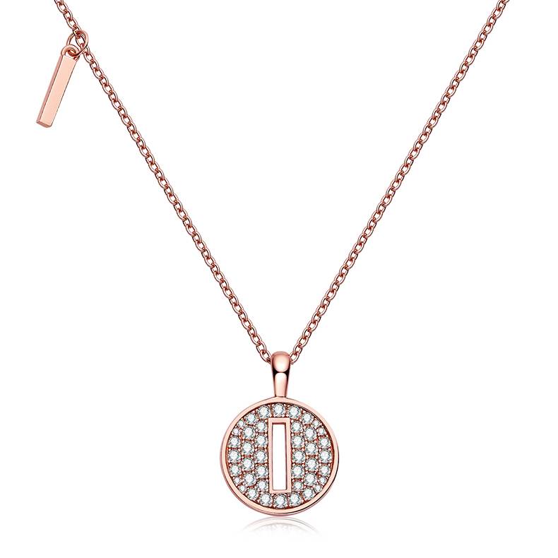 I pendant S925 silver plated rose gold Moissanite diamond light luxury letter necklace
