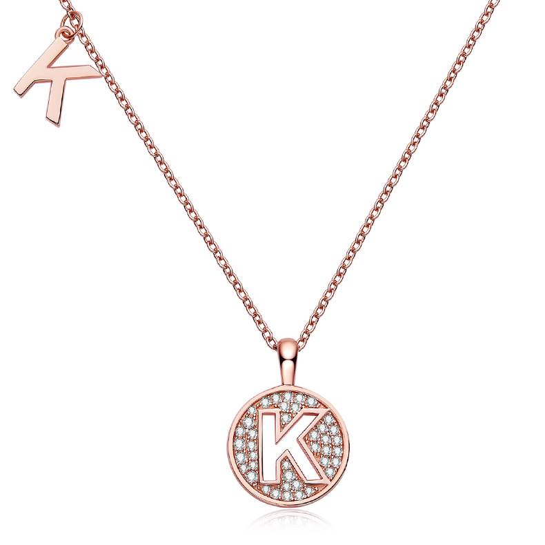 K pendant S925 silver plated rose gold Moissanite diamond light luxury letter necklace