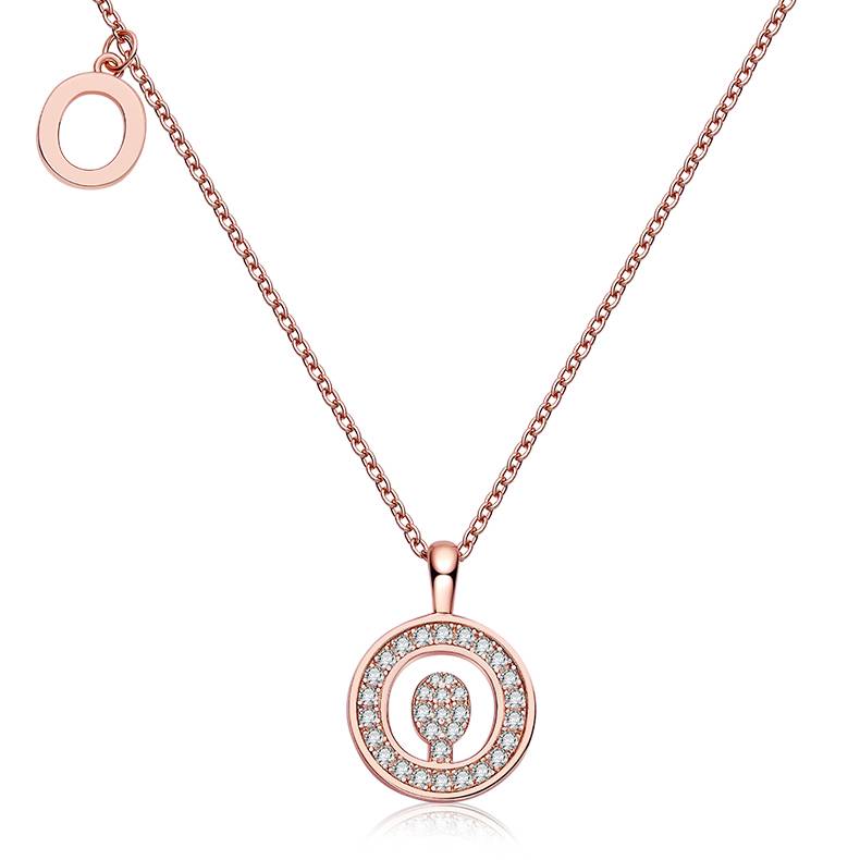 O pendant S925 silver plated rose gold Moissanite diamond light luxury letter necklace