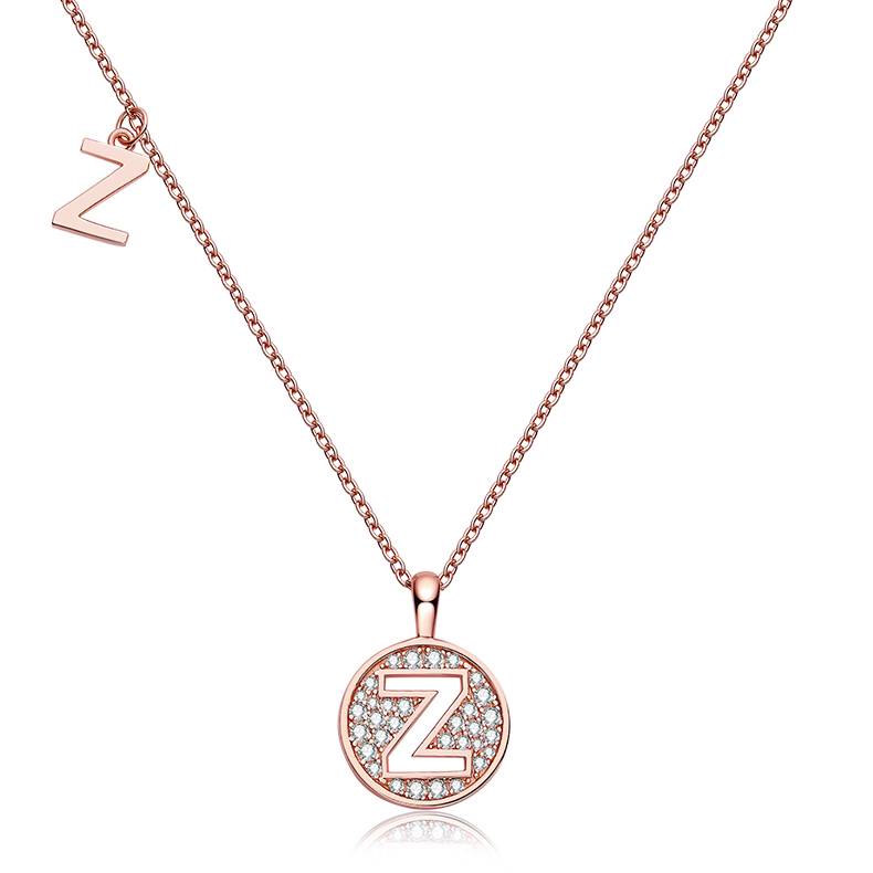 Z pendant S925 silver plated rose gold Moissanite light luxury letter necklace