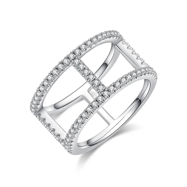 I-shaped guard ring S925 silver plated platinum Moissanite cherry stone