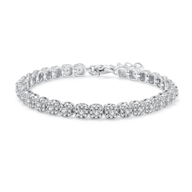 Classic square bag tennis bracelet S925 silver plated 18K white gold moissanite D-grade 3.5CT18CM