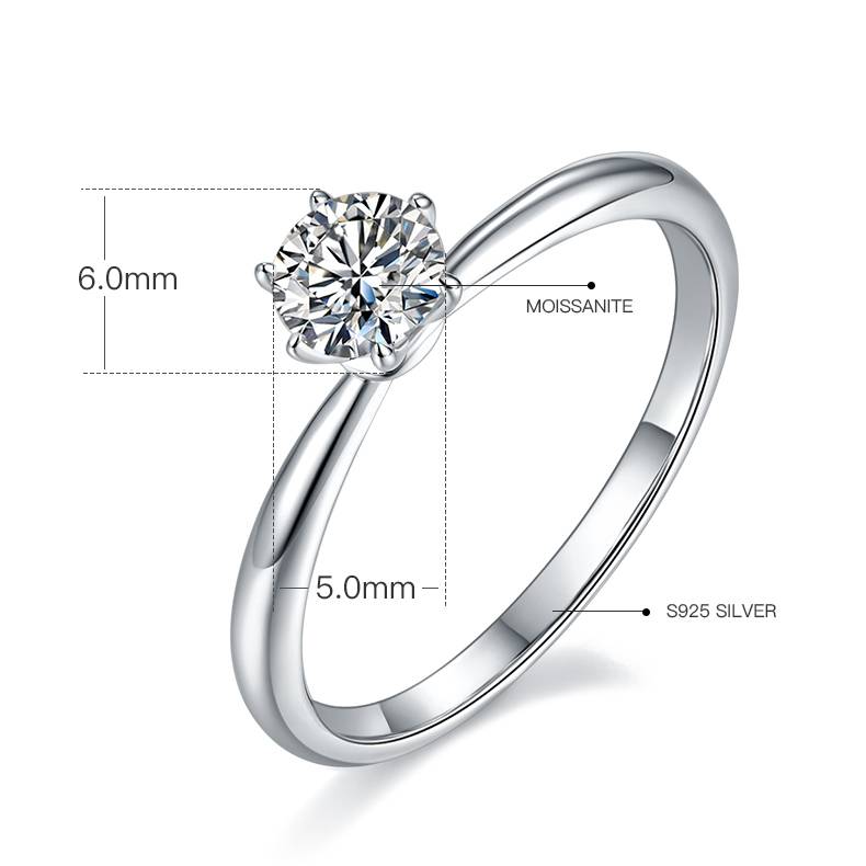 Bare arm scarf S925 silver plated platinum Moissanite women's ring 50 points D-grade