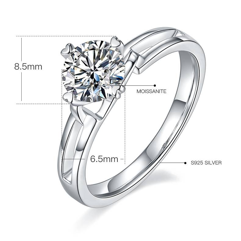 Straight arm minimalist twist flower S925 silver plated platinum Moissanite women's ring 1 carat D-grade