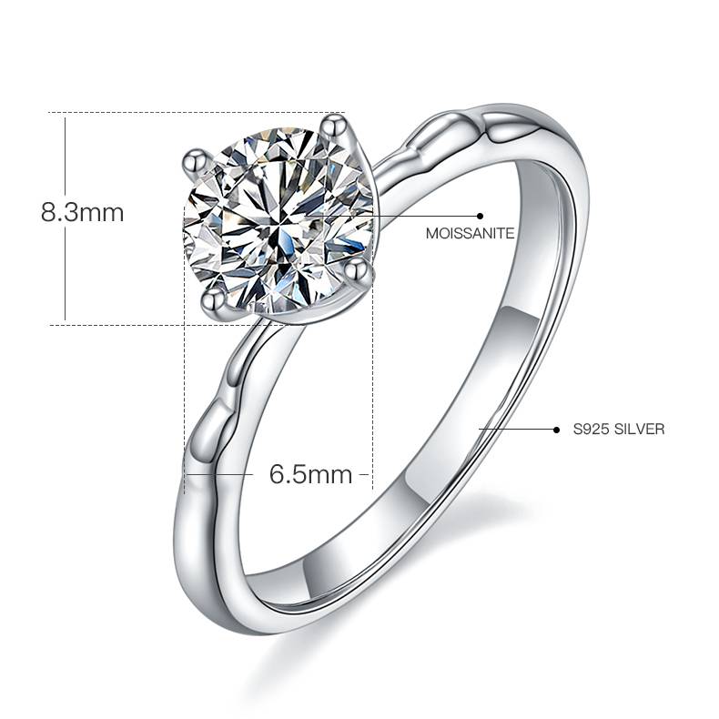 Straight arm windmill S925 silver plated platinum Moissanite women's ring 1 carat D-grade