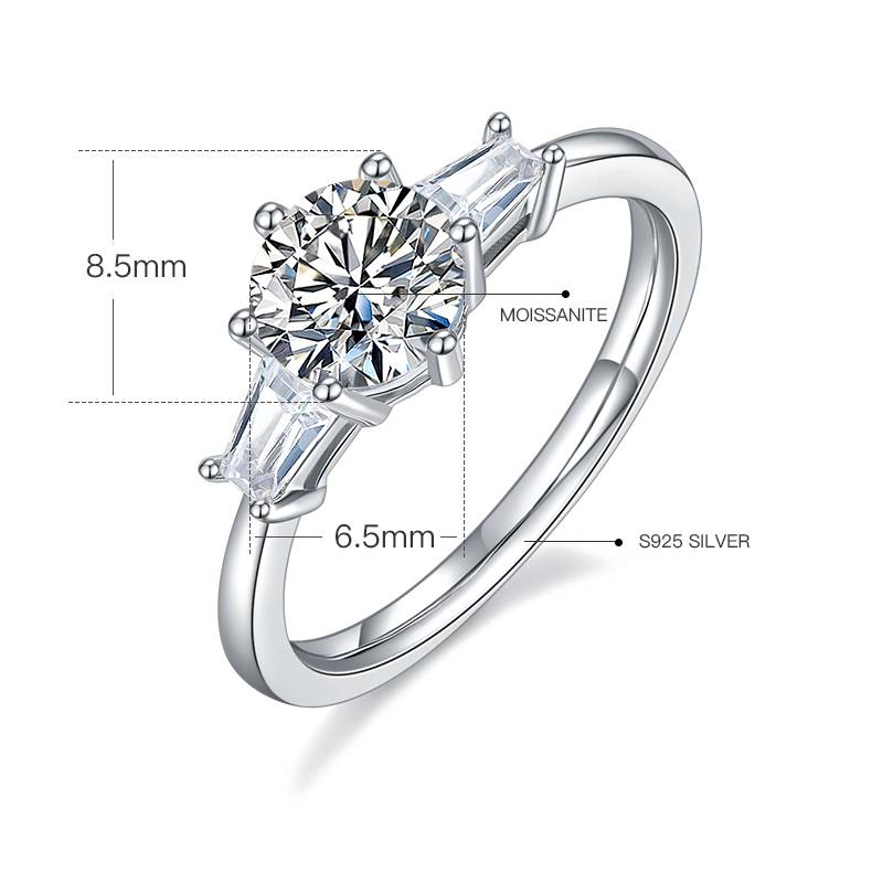 Classic宝格丽S925银镀白金MoissaniteWomen's Ring1ctD级