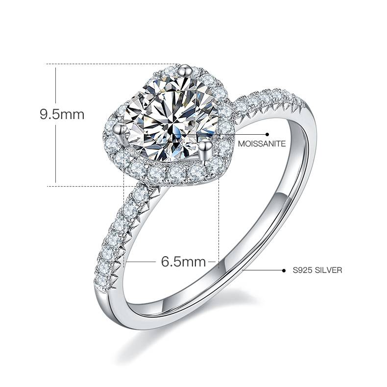 Dedicated S925 Silver Plated Platinum Moissanite Women's Ring 1 Carat D-Class