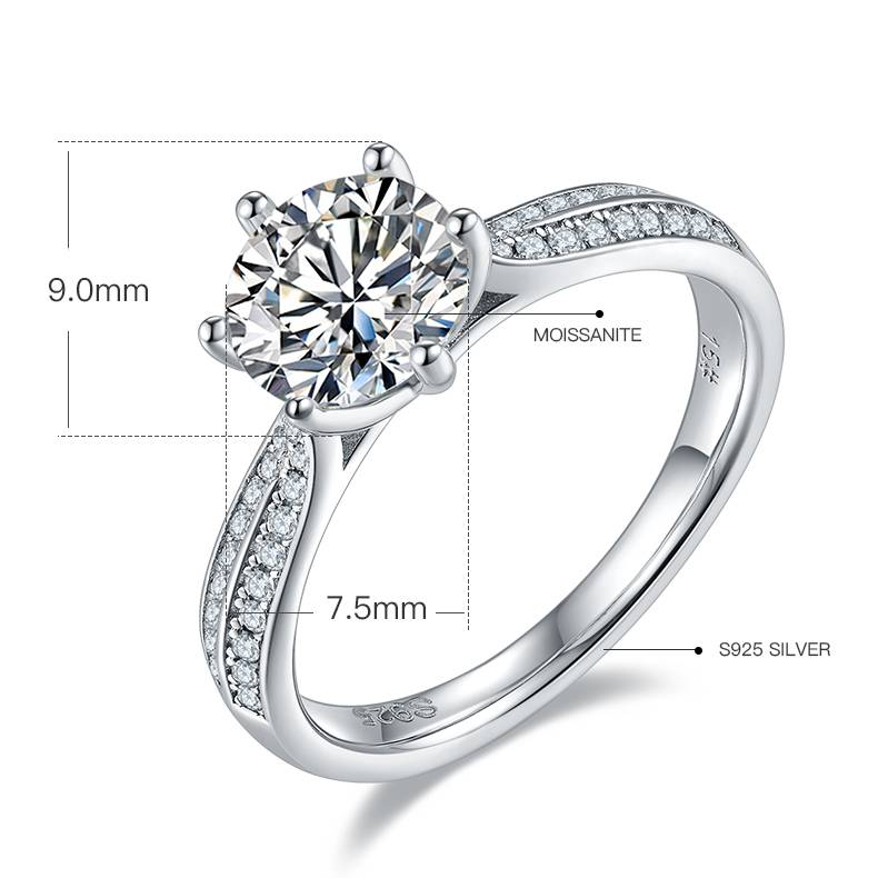 Starlight Queen S925 Silver Plated Platinum Moissanite Diamond Women's Ring 1.5 Carat D-Class