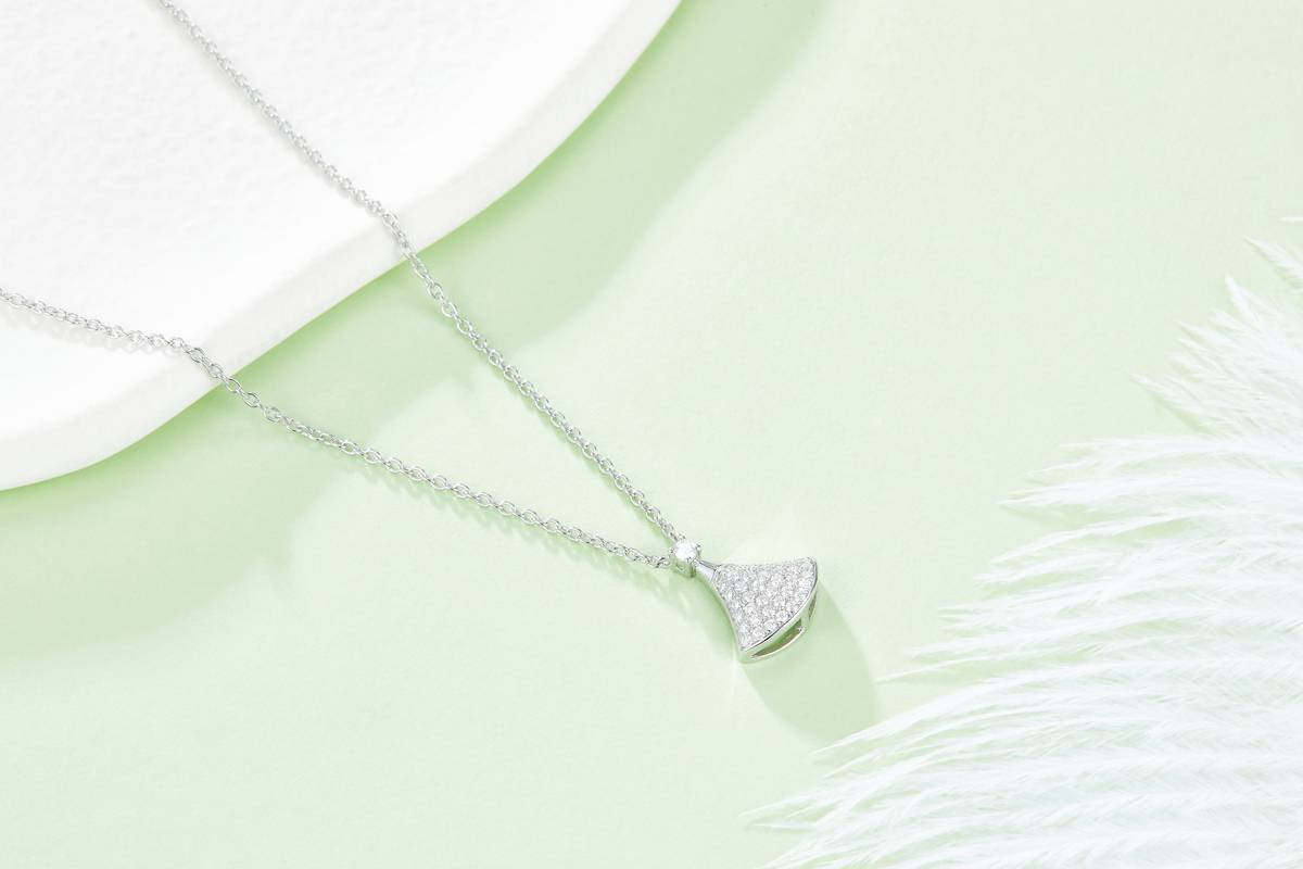 DSYP23款群舞S925银镀白金莫桑钻项链0.21ct