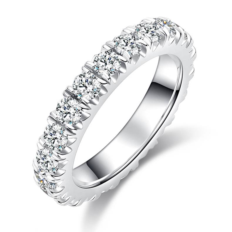 Full circle tiger claw guard ring S925 silver plated platinum moissanite diamond gemstone 3.0mm