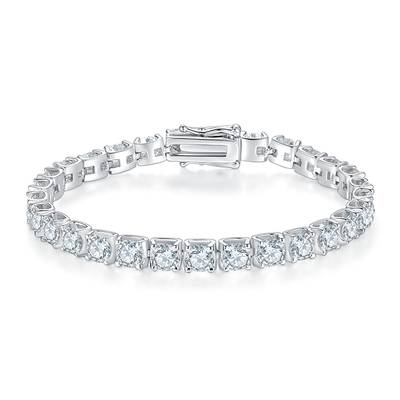 Classic Ox-Head Setting Moissanite Tennis Bracelet in S925 Silver
