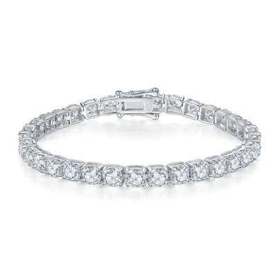 Classic 4-Prong Moissanite Tennis Bracelet in S925 Silver

