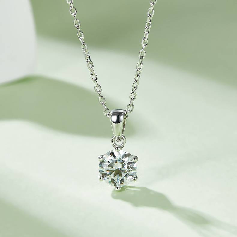 Classic六爪S925银镀白金MoissanitePendantStud Earring套装