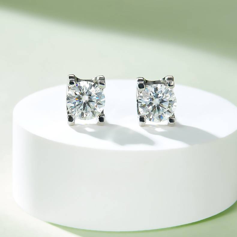 Classic牛头S925银镀白金MoissanitePendantStud Earring套装