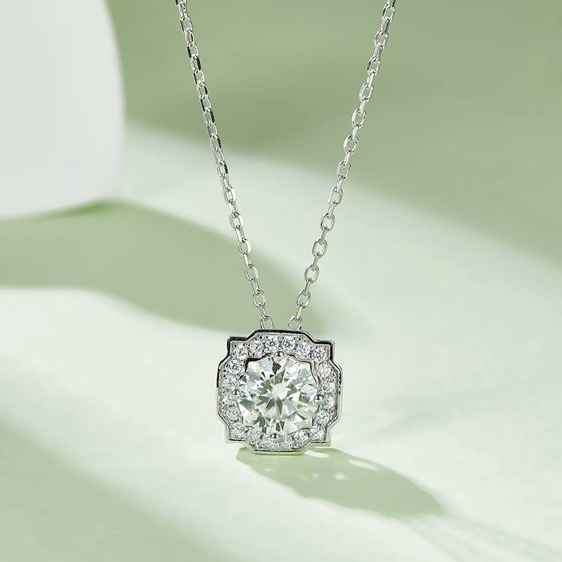Classic海瑞S925银镀白金MoissanitePendantStud Earring套装
