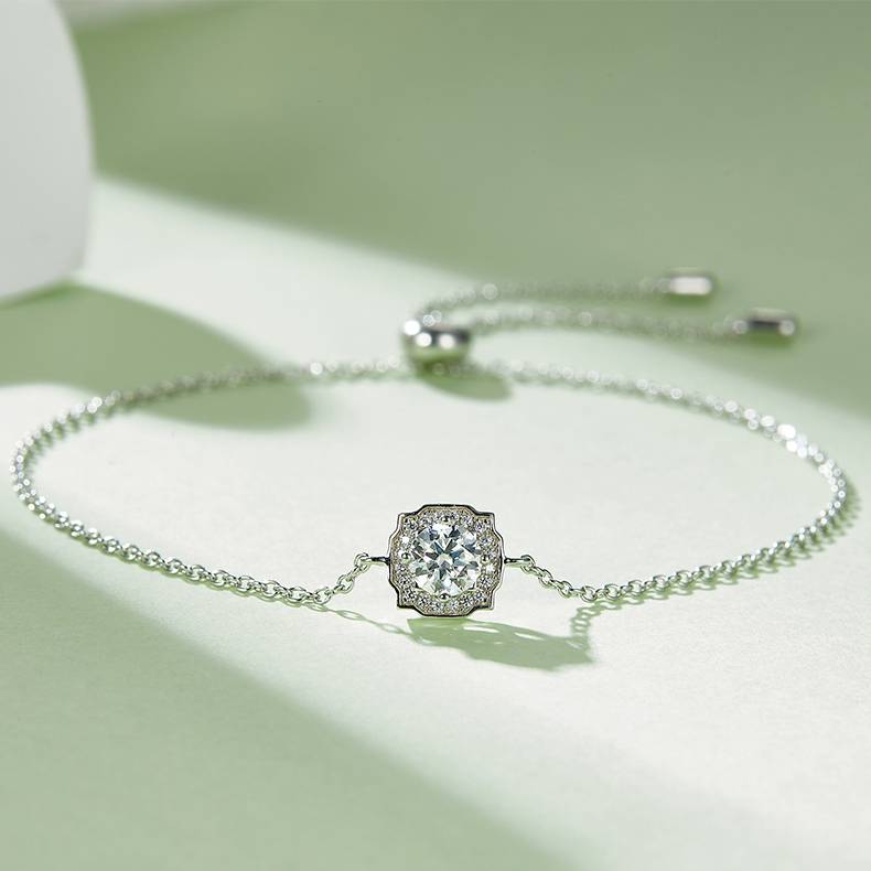 Classic海瑞S925银镀白金MoissanitePendantStud Earring套装
