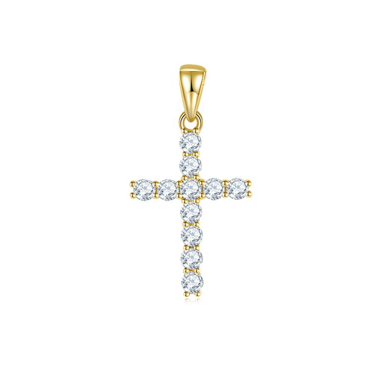 Classic十字架NecklaceS925银PendantMoissanite3.0mmD级