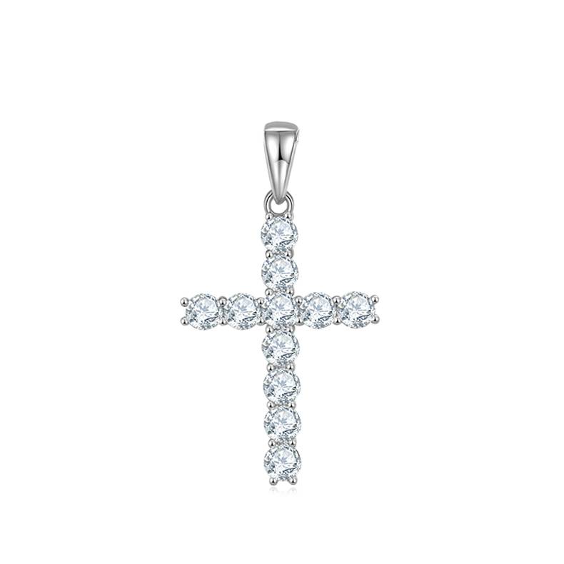 Classic Cross Necklace S925 Silver Pendant Moissanite 4.0mm D-Class