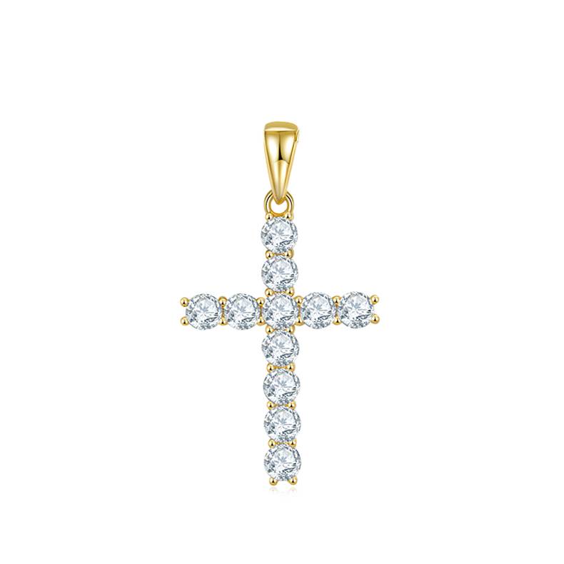 Classic Cross Necklace S925 Silver Pendant Moissanite 4.0mm D-Class
