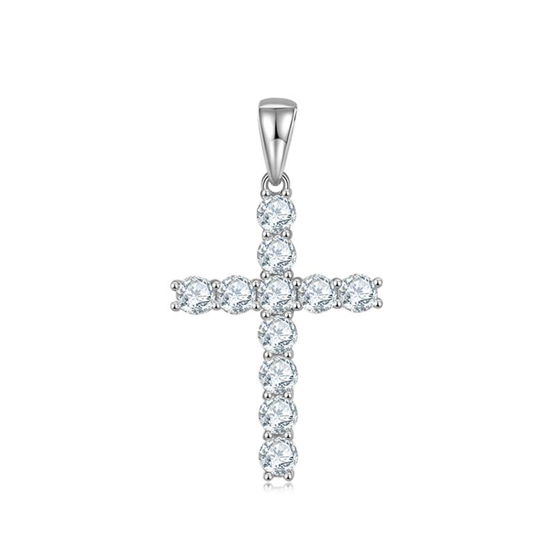 Classic十字架NecklaceS925银PendantMoissanite5.0mmD级