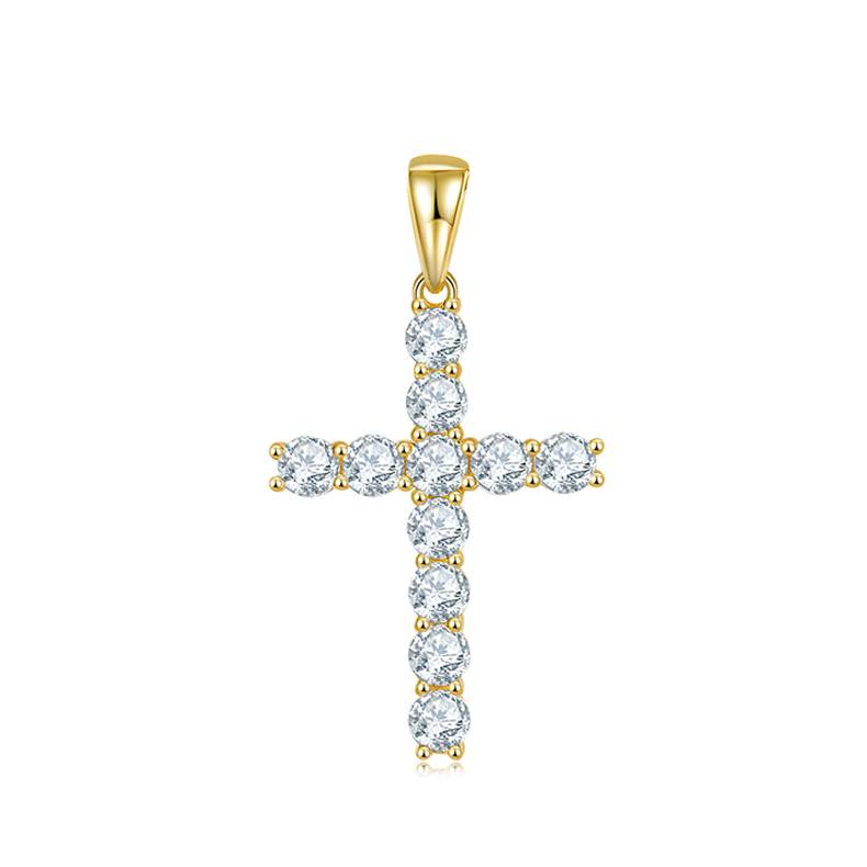 Classic十字架NecklaceS925银PendantMoissanite5.0mmD级