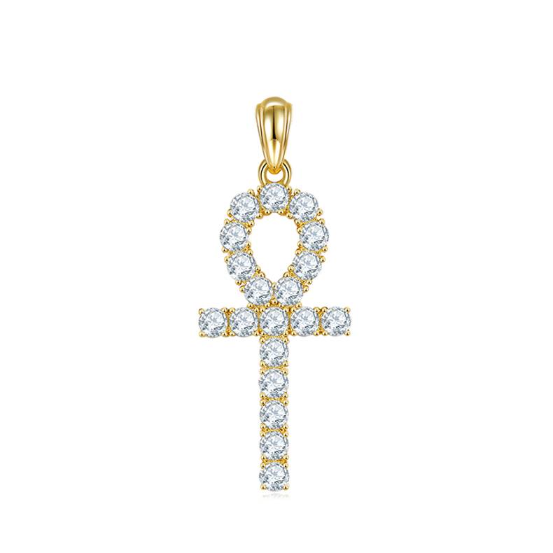 Fashion十字架NecklaceS925银PendantMoissanite3.0mmD级