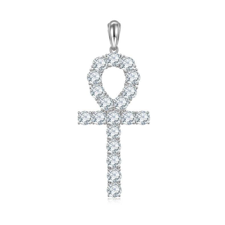 Fashion cross necklace S925 silver pendant Moissanite 5.0mm D-grade