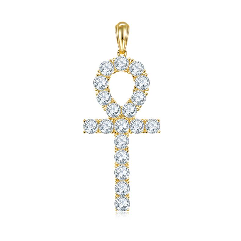 Fashion cross necklace S925 silver pendant Moissanite 5.0mm D-grade