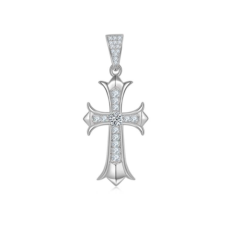 复古十字架NecklaceS925银PendantMoissanite3.0mmD级