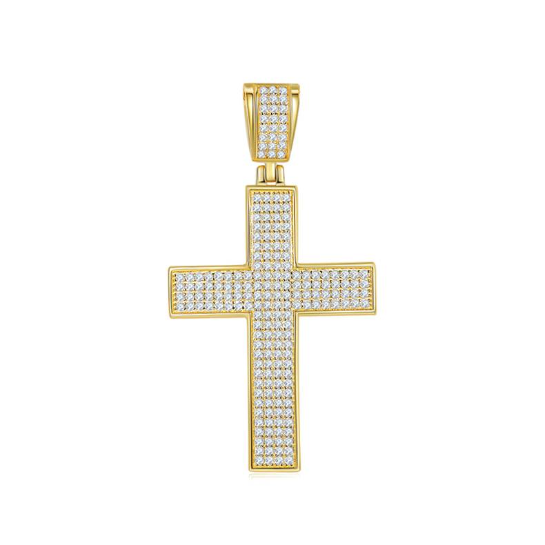Classic豪镶十字架NecklaceS925银PendantMoissanite厘石D级