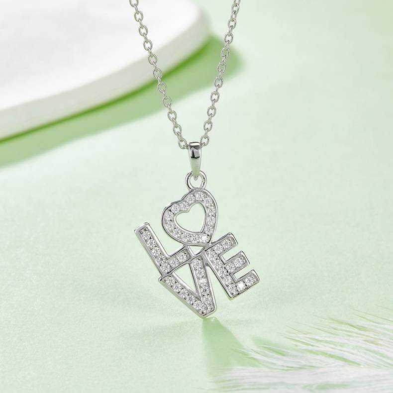 LOVES925银镀白金MoissaniteNecklace