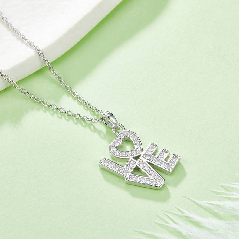 LOVES925银镀白金MoissaniteNecklace