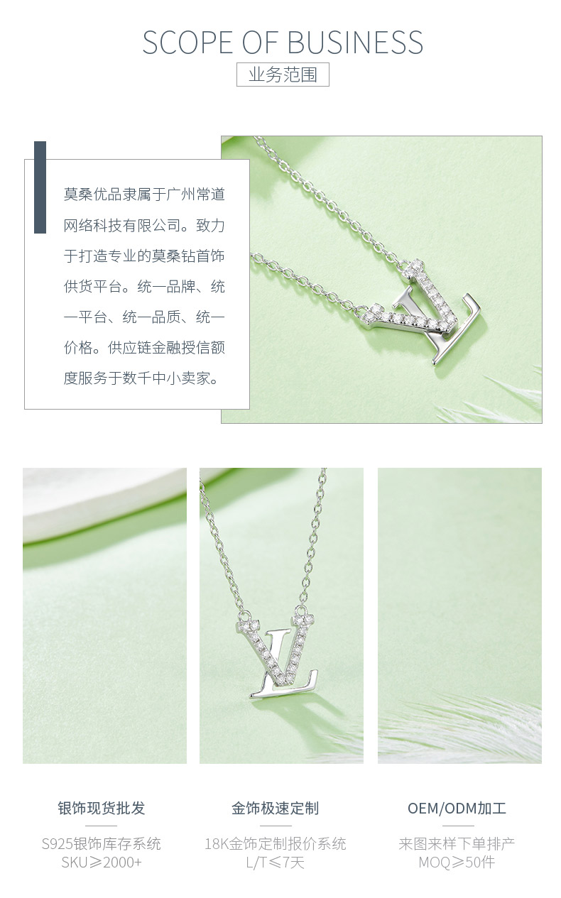 LUVS925银镀白金莫桑钻项链 - 3