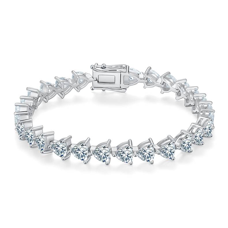 Triangular Stone Tennis Chain S925 Silver Plated Platinum Bracelet with Moissanite Diamond 0.5CT/piece DVVS
