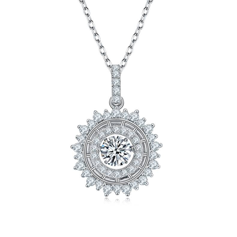 Dynamic and Shining S925 Silver Plated Platinum Moissanite Diamond Necklace 50 Points D-Class