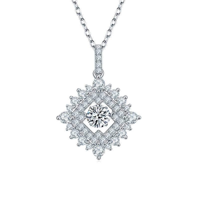 Dynamic and Shining S925 Silver Plated Platinum Moissanite Diamond Necklace 50 Points D-Class