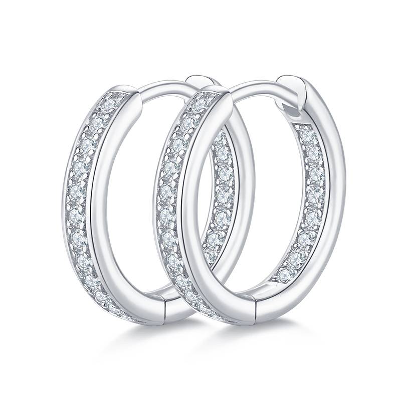 单排对半耳环S925银Moissanite厘石D级0.32ct