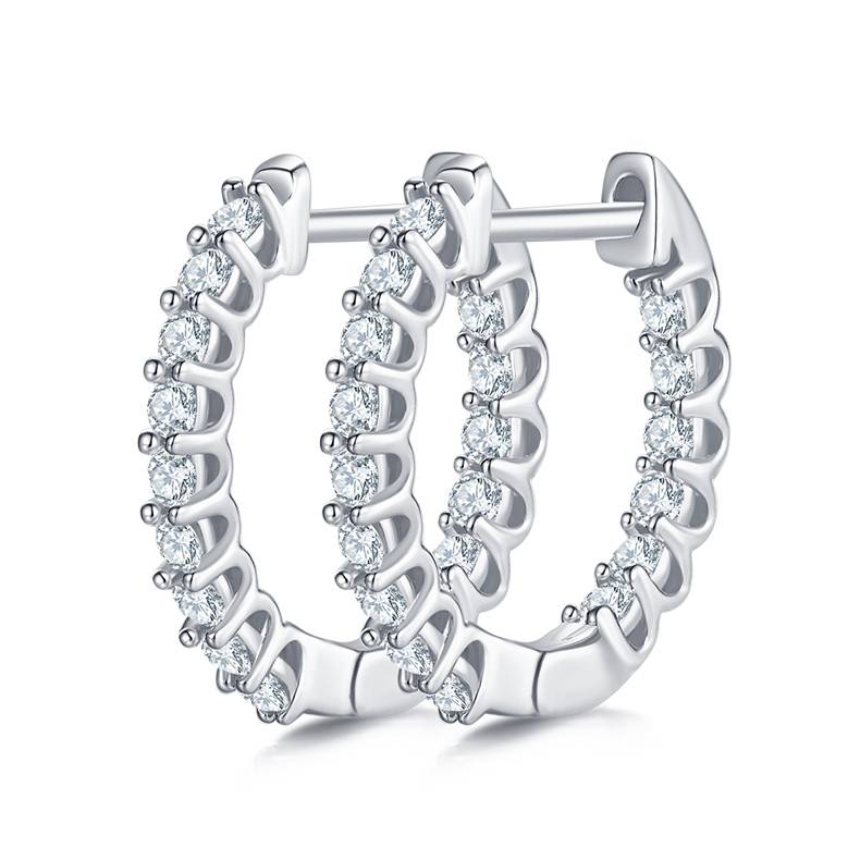 单排对半耳环S925银Moissanite厘石D级0.45ct