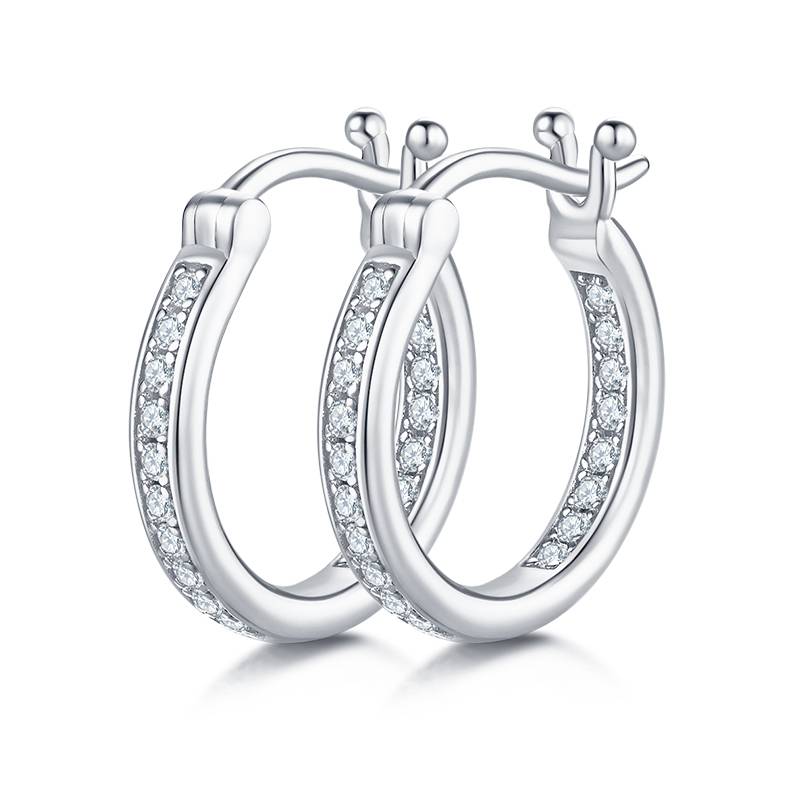 Single Row Half Earrings S925 Silver Moissanite Grade D 0.3CT