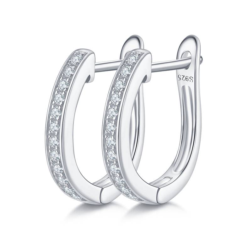 单排对半耳环S925银Moissanite厘石D级0.2ct